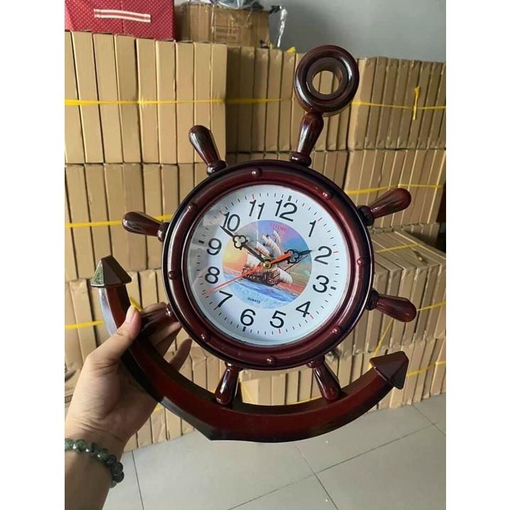 Đồng Hồ Treo Tường Mỏ Neo Giả Gỗ Trang Trí Phòng Khách Phòng Ngủ Cổ Điển Phong Thủy.