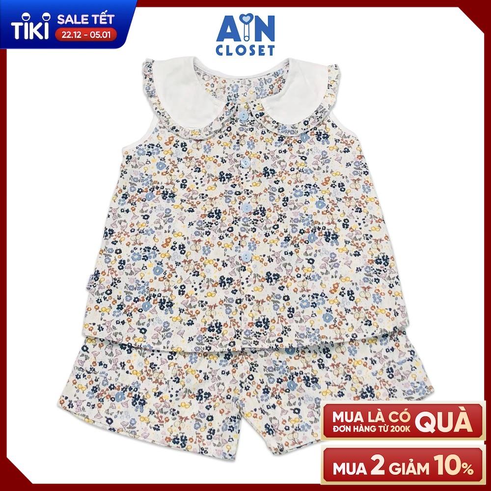 Bộ quần áo ngắn bé gái họa tiết Vườn nhí xanh cotton - AICDBG28UMJC - AIN Closet