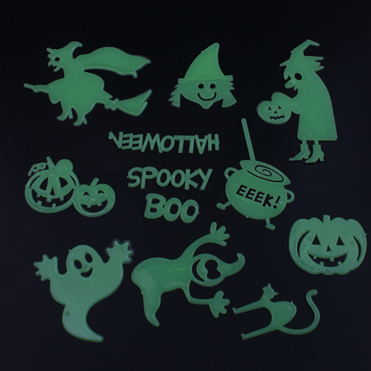 Bộ Hình Dán Dạ Quang Halloween – Hình Ma Quái, Bí Ngô, Phù Thủy, Phát Sáng Trong Bóng Tối