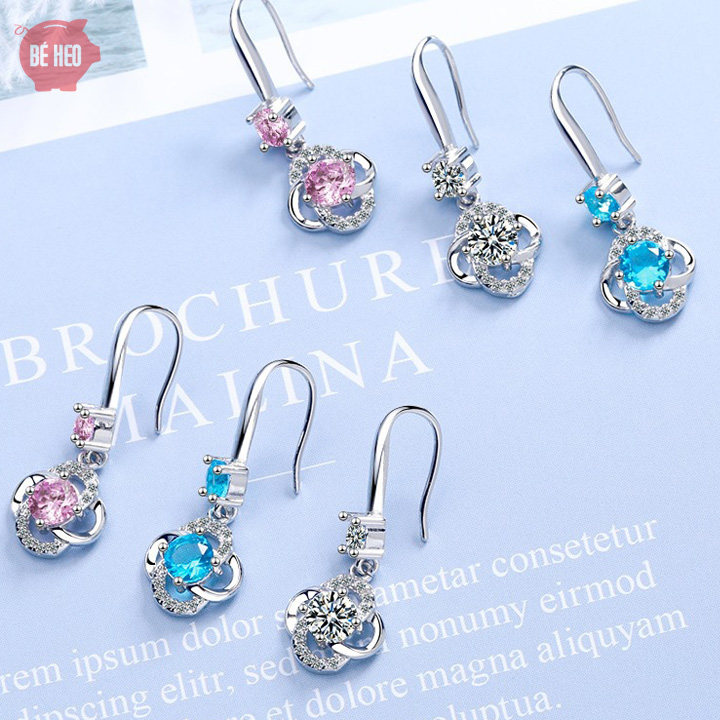 Bông tai bạc nữ hoa 4 cánh - Khuyên tai bạc nữ - Trang sức Bé Heo BHBT449