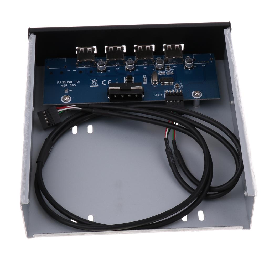 USB 2.0 Front Panel Hub 4 Port Expansion Bay 9Pin to USB2.0 Bracket Adapter