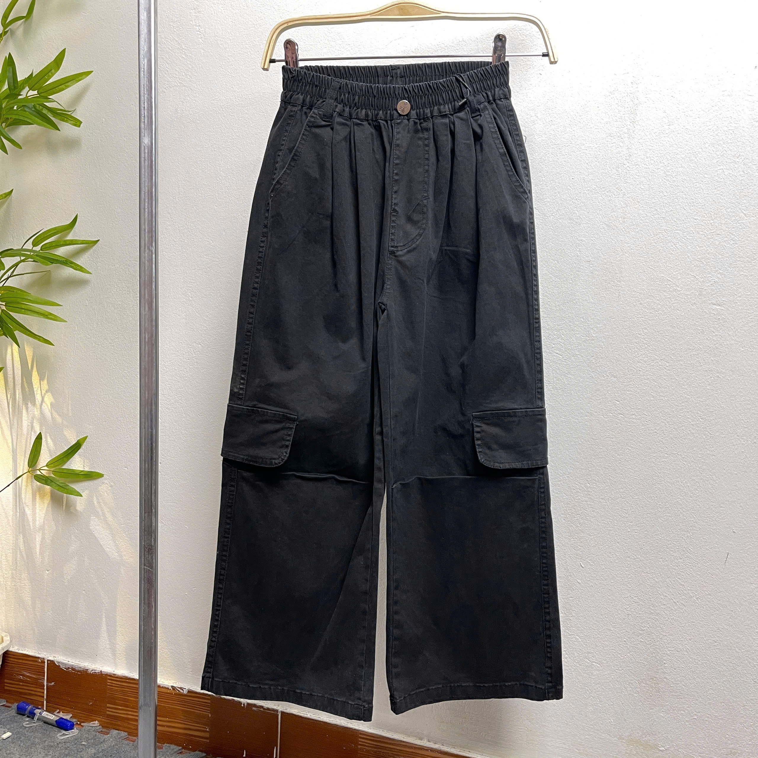 Quần kaki bé gái size đại ống suông 9-18 tuổi gập ống dáng thể thao hàng Quản Châu cao cấp