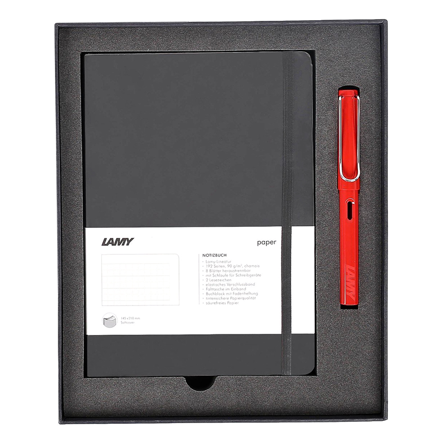 Gift Set Lamy Notebook A5 Softcover Black + Lamy Safari Red - GSNSa005