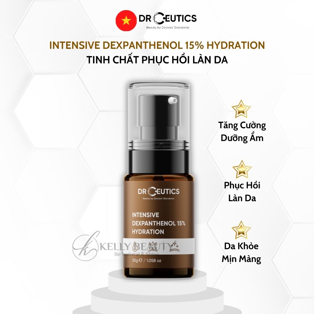 Serum Vitamin B5 15% DrCeutics - Siêu Phục Hồi Da & Cấp Ẩm Cho Da - Intensive Dexpanthenol 15% Hydration - Kelly Beauty