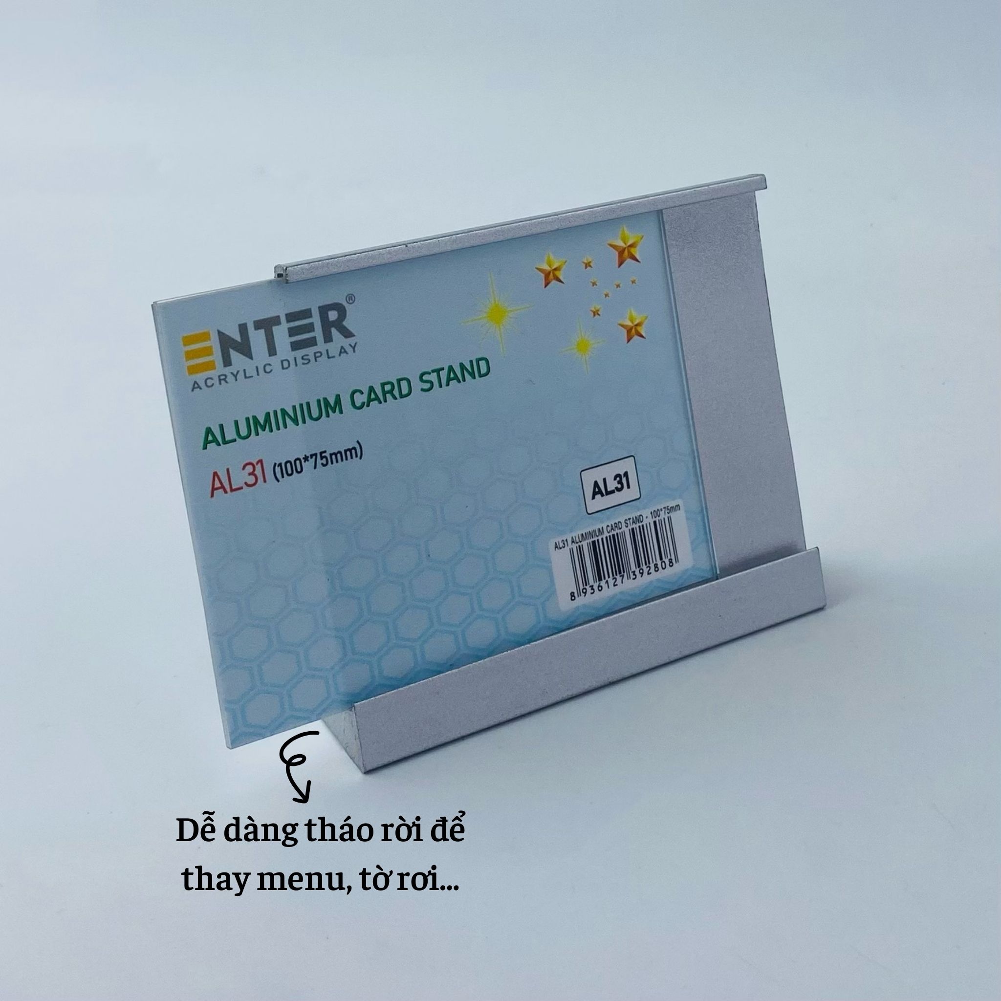 Bảng thông tin để bàn nhôm Enter AL31 100x75mm, Khung thông tin sản phẩm, Khung bảng giá, Kệ trưng bày để bàn