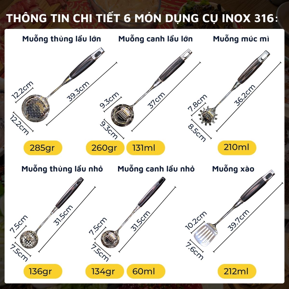 Bộ dụng cụ nhà bếp inox 316 và giá đặt inox 304 DandiHome cao cấp, sang trọng