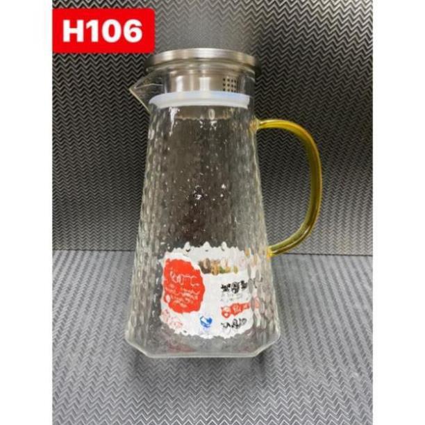 Bình nước quai vàng 1.8Lít, Bình đựng nước thủy tinh chịu nhiệt H106