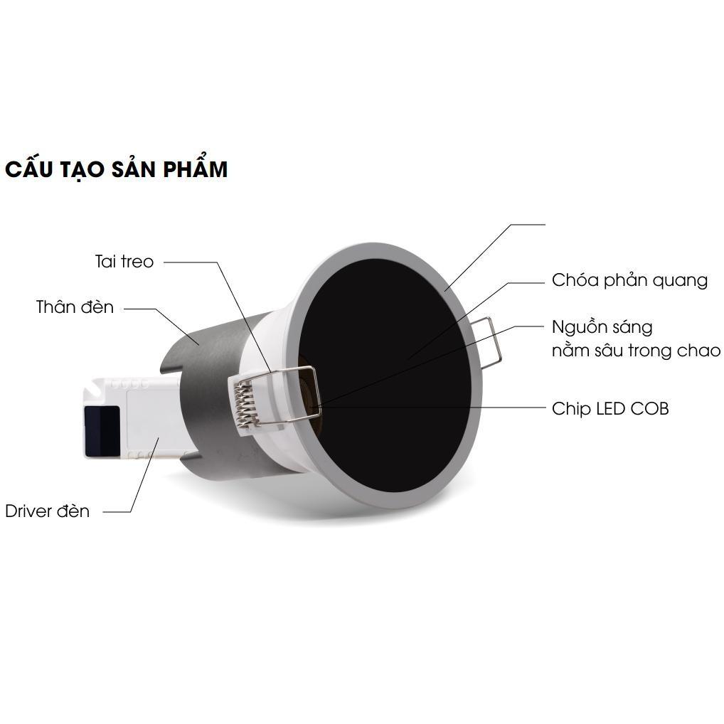 Đèn led downlight âm trần Rạng Đông góc chiếu 24 độ đèn  AT41 86/12W