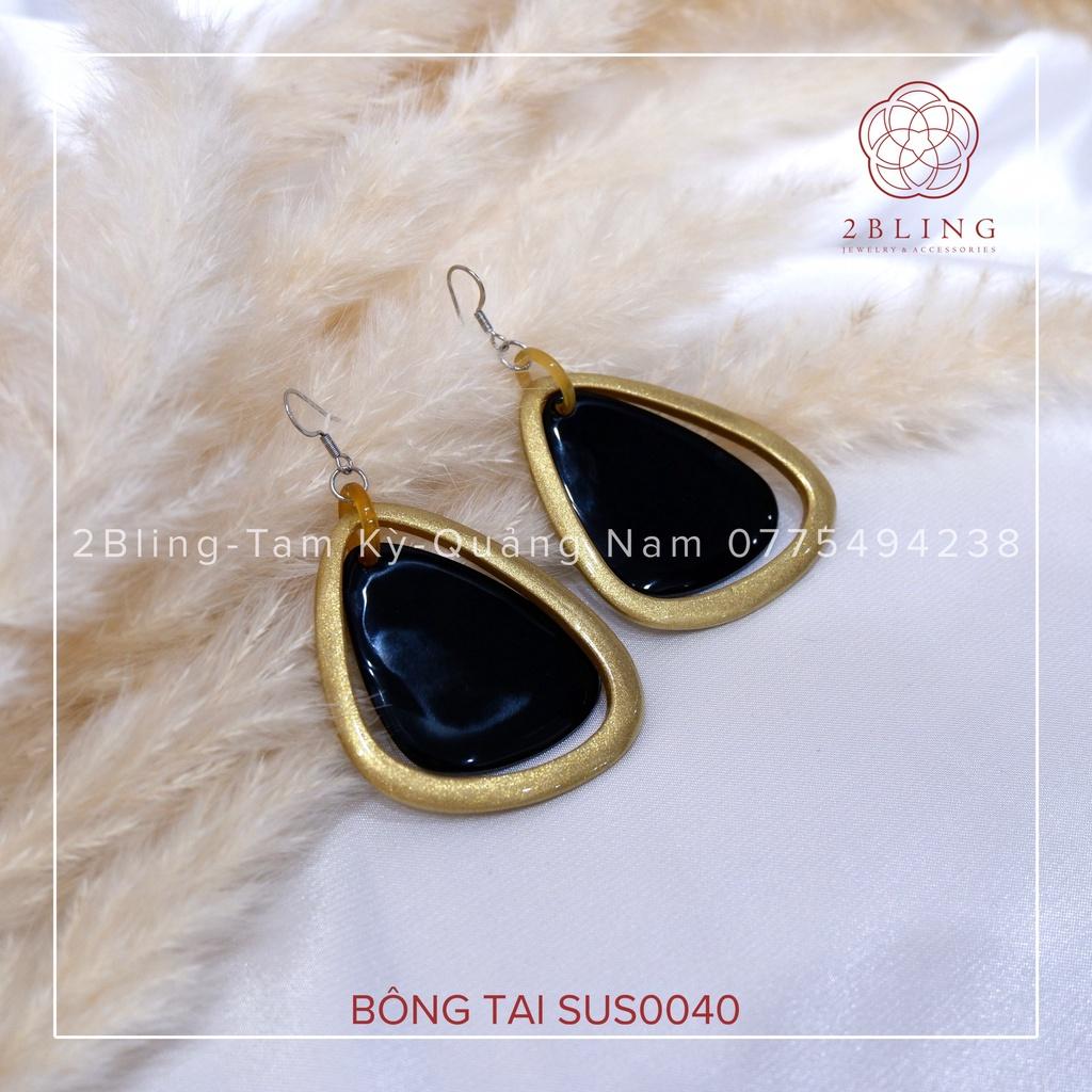 Bông tai sừng kết hợp sơn mài 2BLING thời trang SUS0040