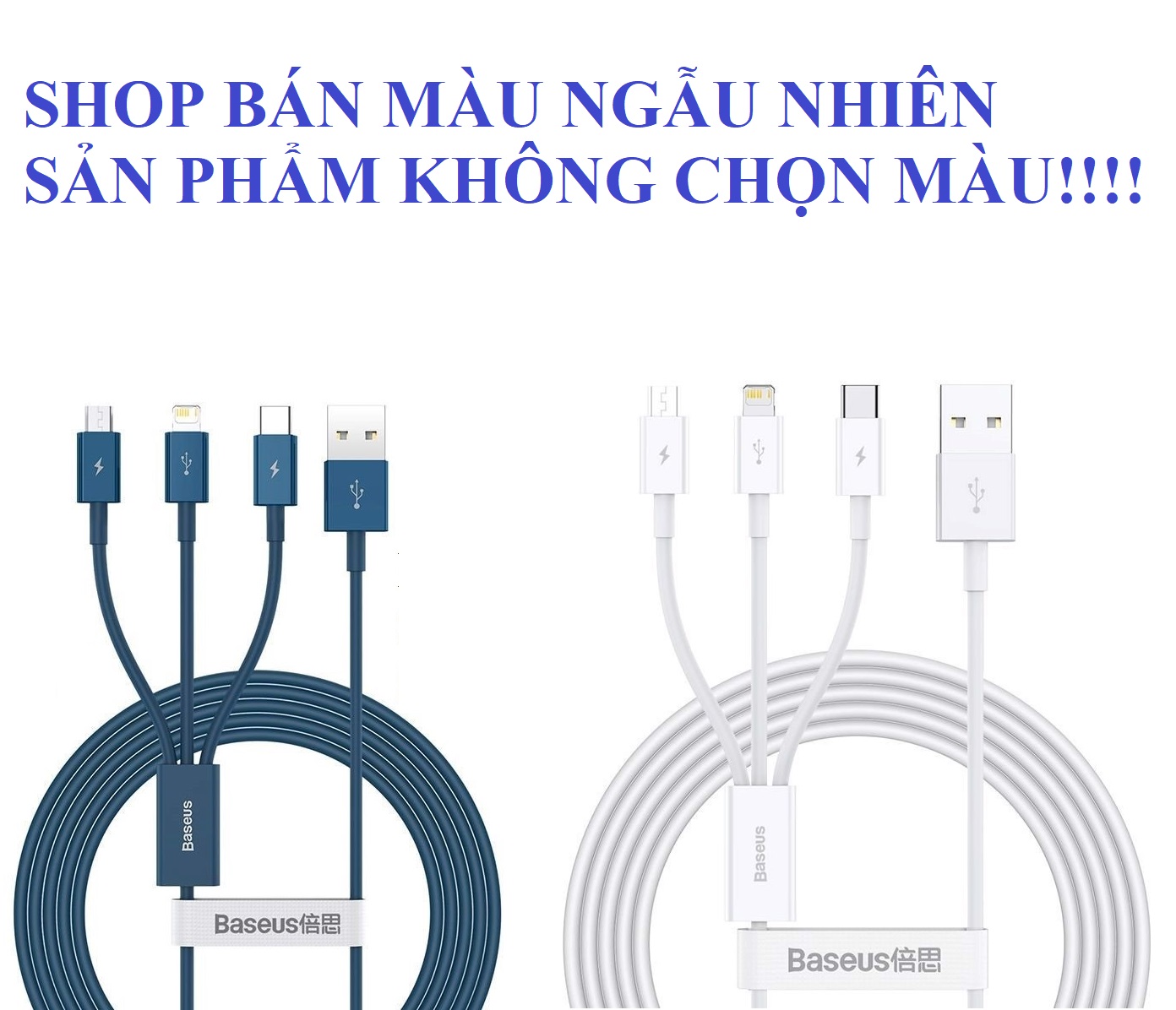 Cáp đa năng 3 đầu ip+M+C năng dòng sạc 3.5A Baseus Superior Series CAMLTYS-02 1.5M màu ngẫu nhiên -Hàng chính hãng