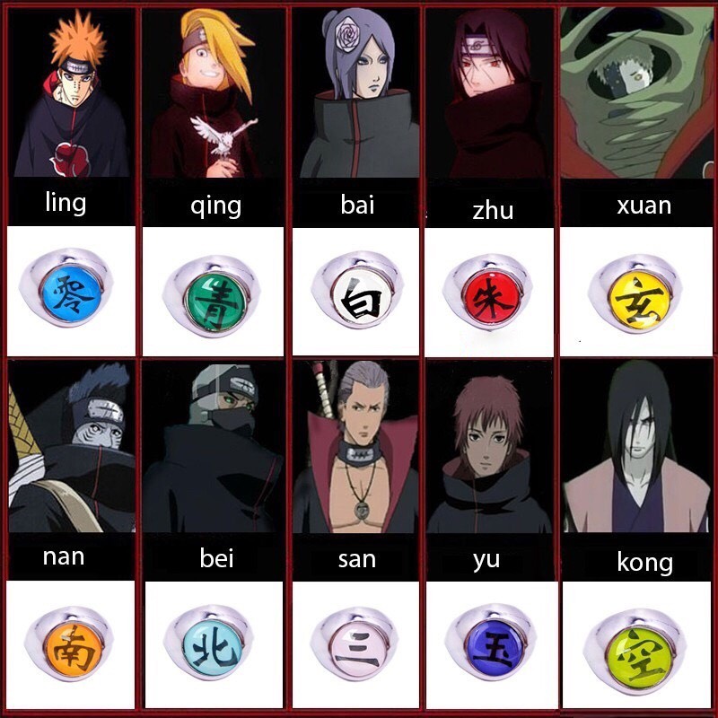 Bộ 10 nhẫn đeo tay naruto , Bộ nhẫn Akasuki