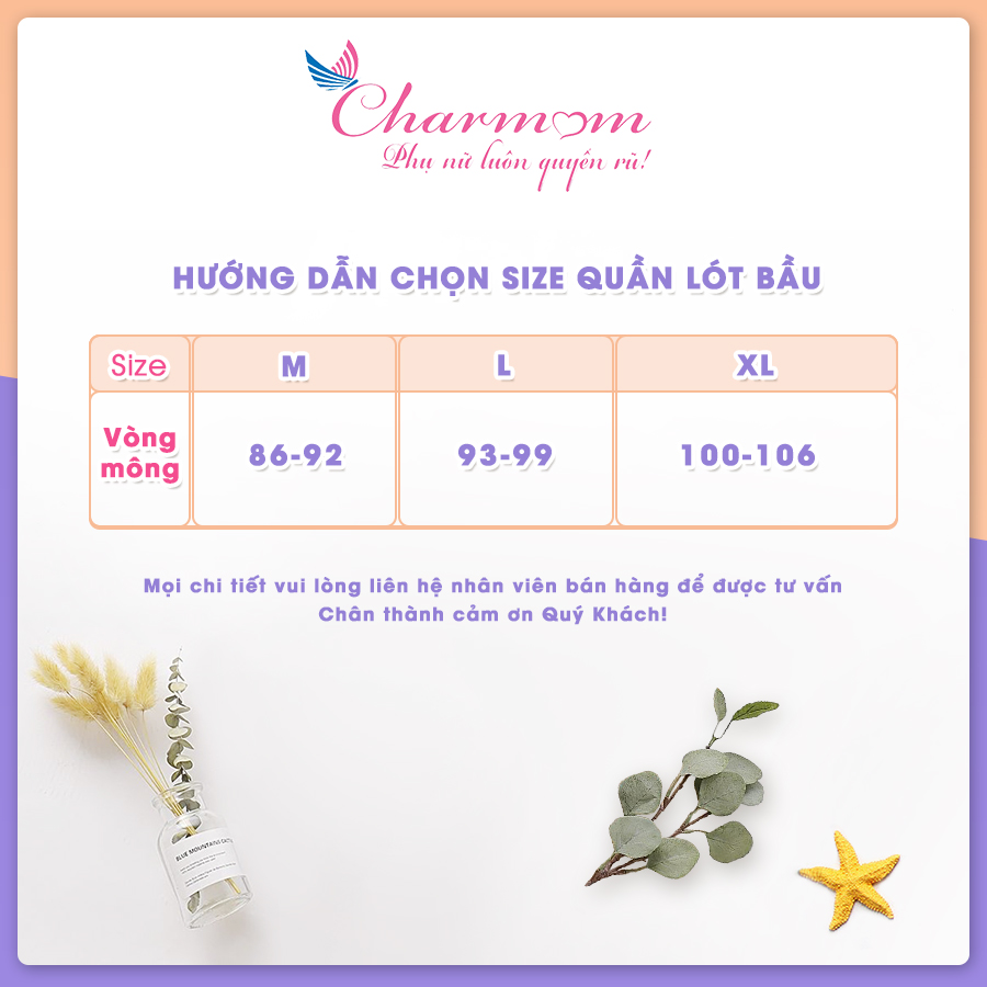 Set Combo 2 Quần Lót Bầu Boxer Lưng Cao GATEX Cotton Cao Cấp Charm Mum