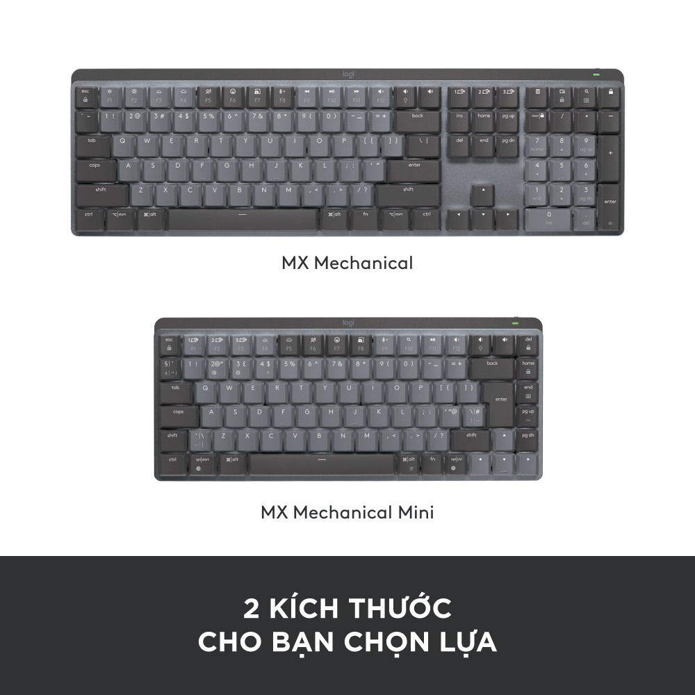 Bàn phím cơ văn phòng Logitech MX Mechanical FullSize Wireless/Bluetooth - Hàng Chính Hãng