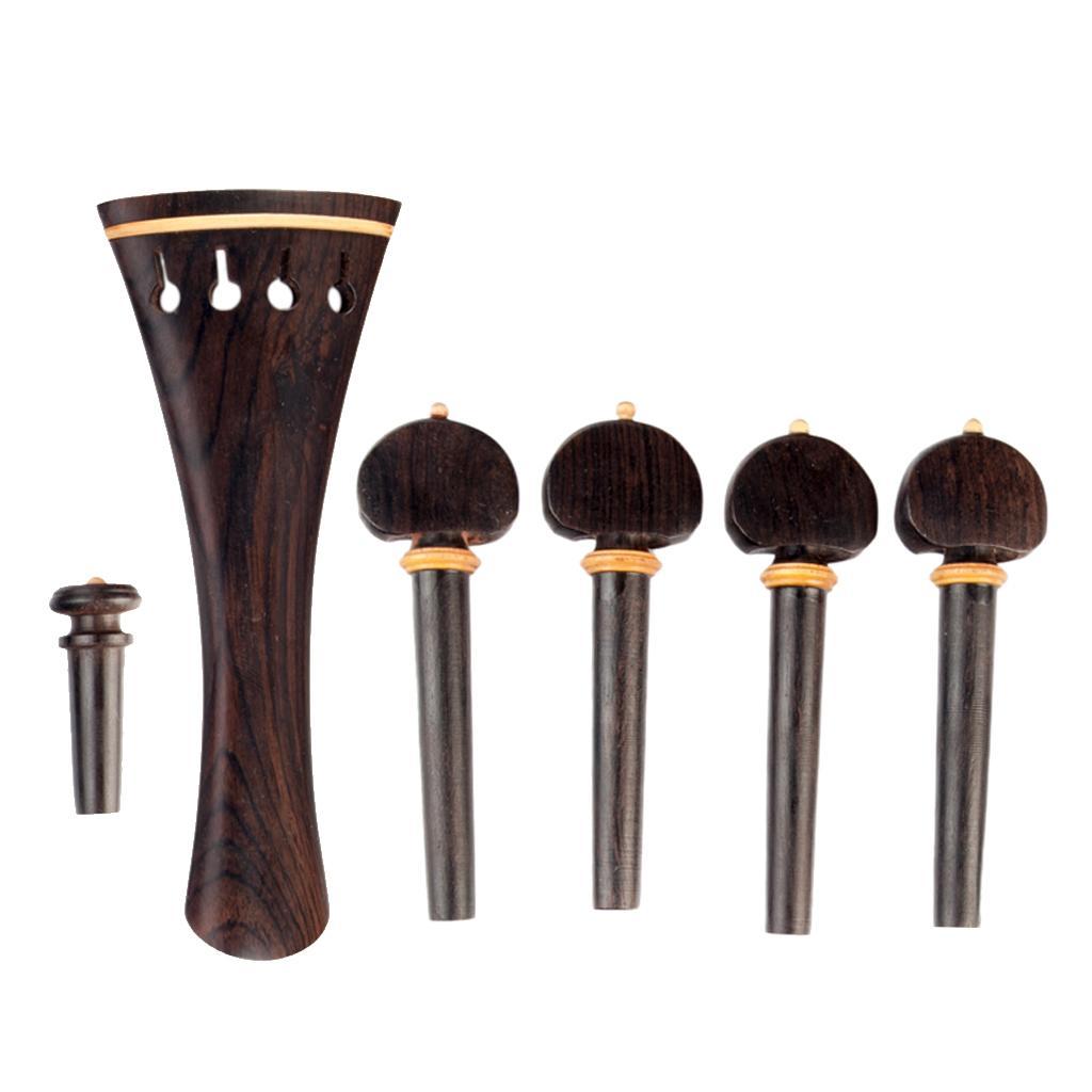 1 Set Ebony 4/4 Violin Parts with Tailpiece Tuner Tuning Peg