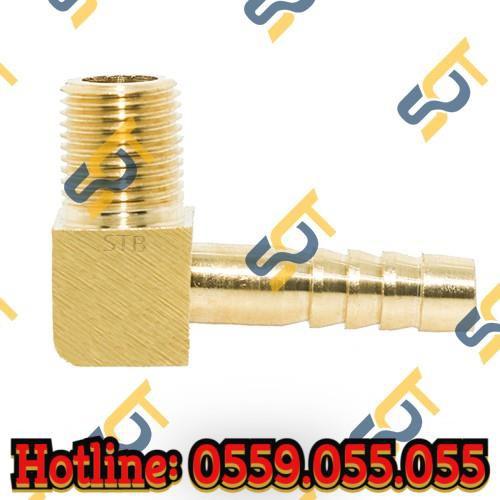 Co ren ngoài 1/4 (13) đuôi chuột nối ống mềm - Đồng thau (Brass airline fitting horse elbow connector, co RN 90 độ)