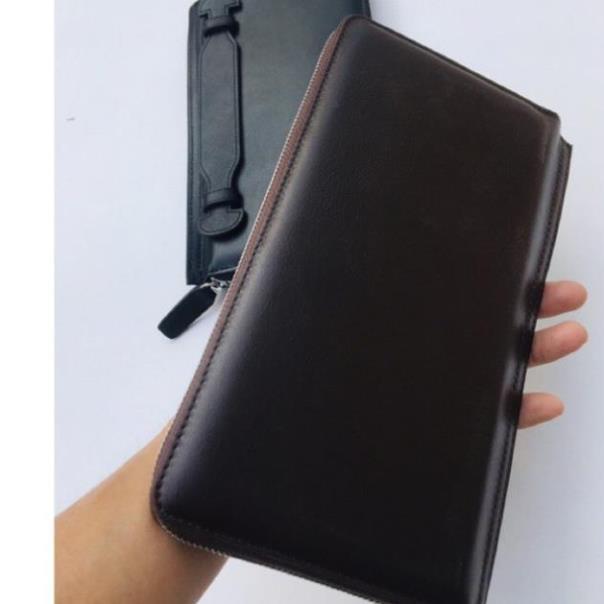 Ví nam dài, bóp nam cầm tay da bò cao cấp - clutch nam BlackMan da thật OLUX