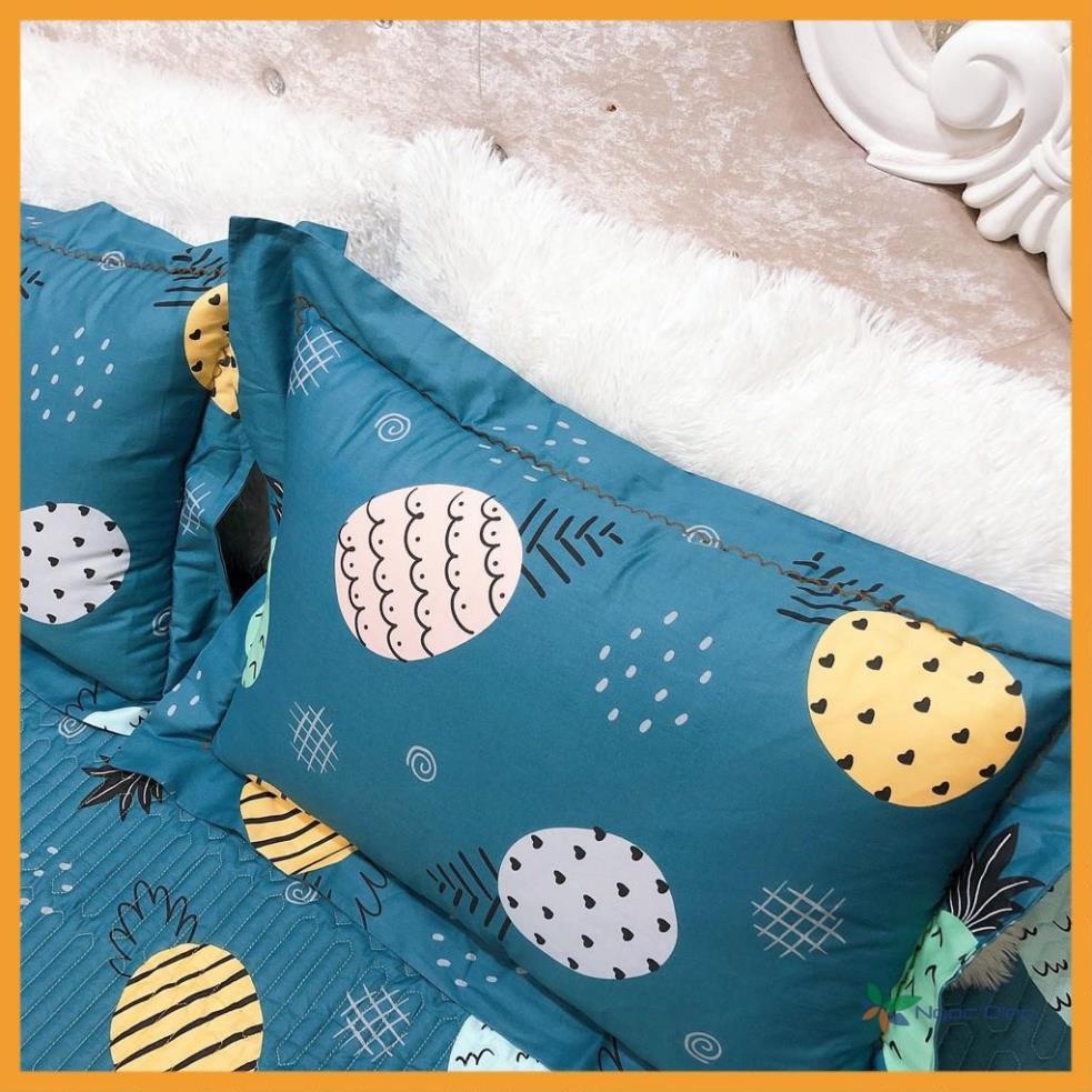 Bộ ga kèm 2 vỏ gối cotton Chần Bông mẫu Dứa Xanh cao cấp m2, m6, m8, 2m2