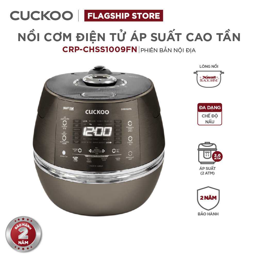 Nồi cơm điện tử áp suất cao tần Cuckoo 1.8L CRP-CHSS1009FN (Màu nâu) - Hàng chính hãng