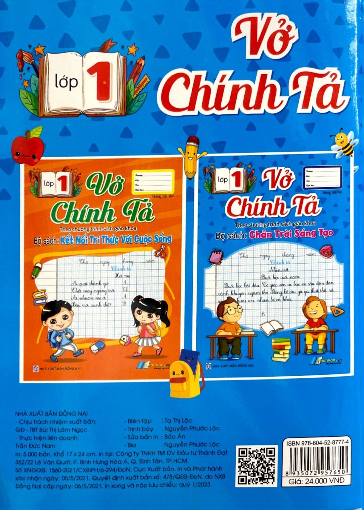 Vở Chính Tả Lớp 1 (Chân Trời Sáng Tạo) (Tái Bản 2023)