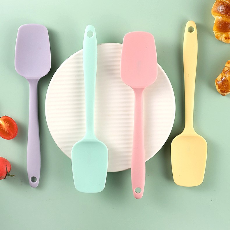 Phới thìa silicon nấu ăn làm bánh màu pastel xinh xắn chống trầy xước cho nồi chảo dài 21cm