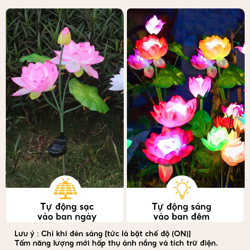 Đèn trang trí năng lượng mặt trời hoa sen, tích kiệm điện, bóng siêu sáng, chống thấm nước - DA3150