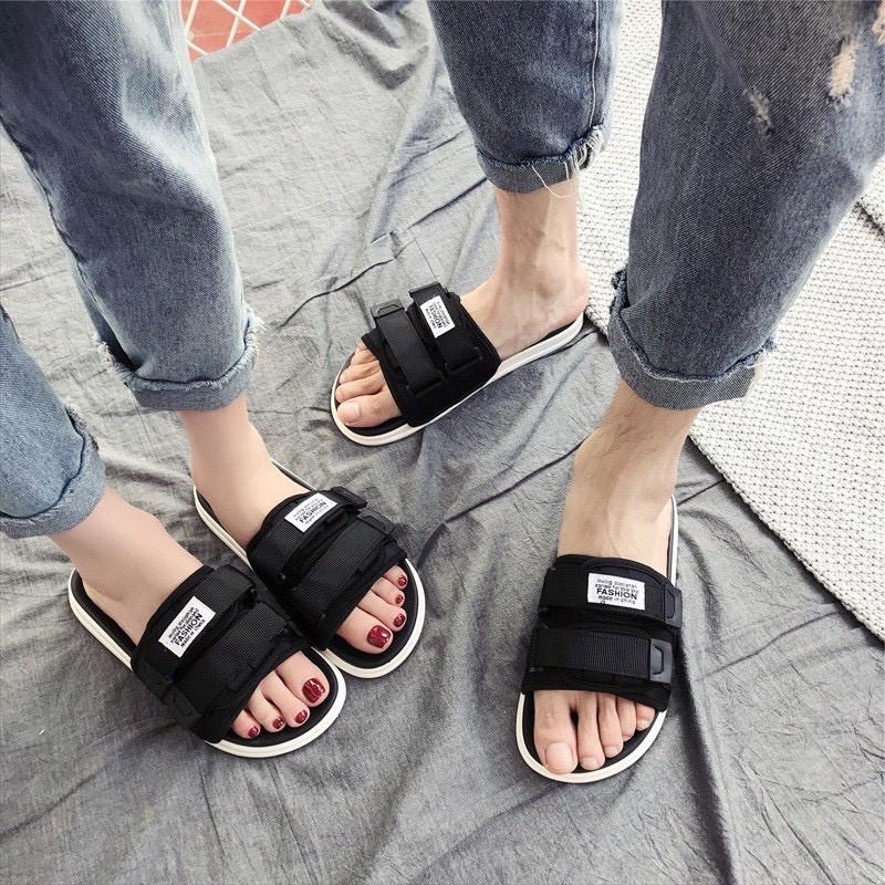 Dép 2 quai ngang nam nữ dán fashion kiểu dáng trẻ trung