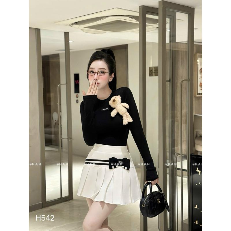 SET ÁO DÀI TAY MIUMIU KÈM GẤU&amp;CHÂN VÁY XẾP LY BY JOLIE