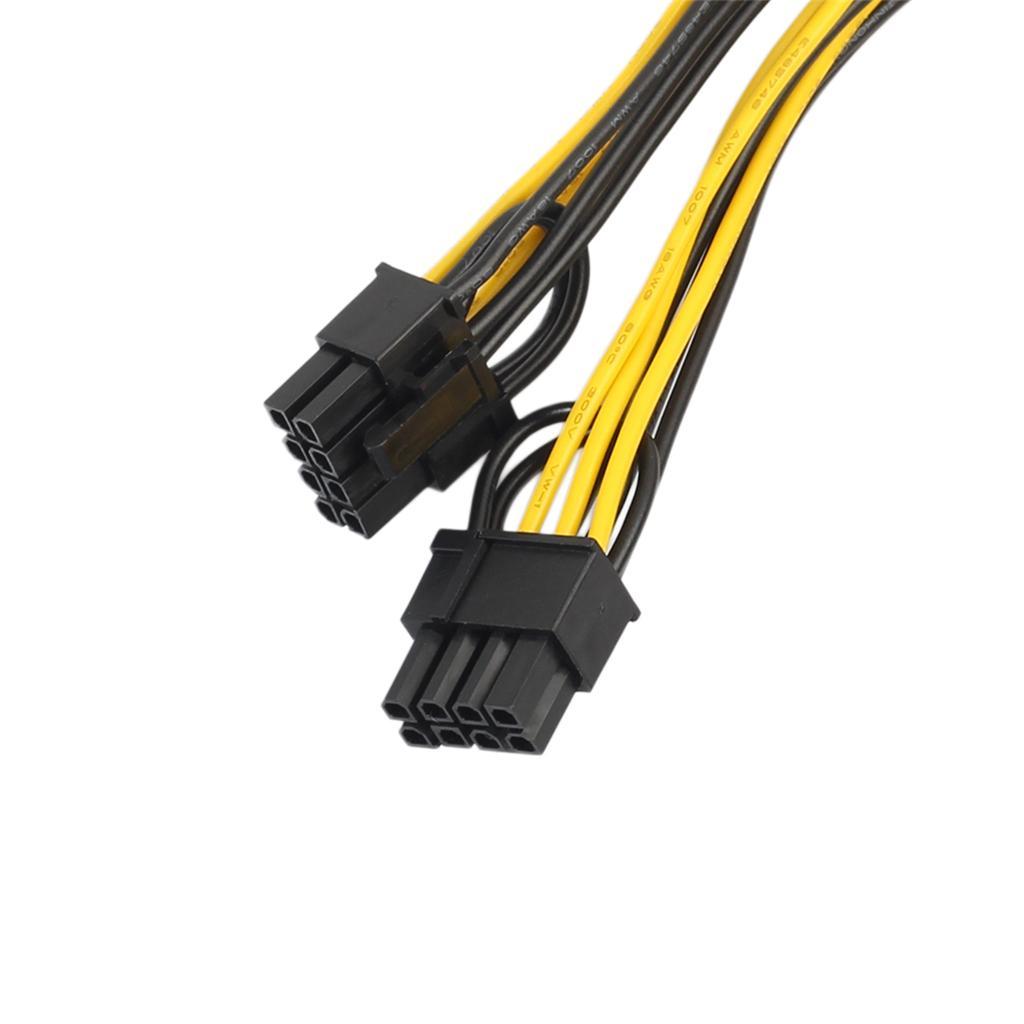 6 Pin to Dual 8 Pin Video Card Y Splitter Adapter Power Cable 20cm