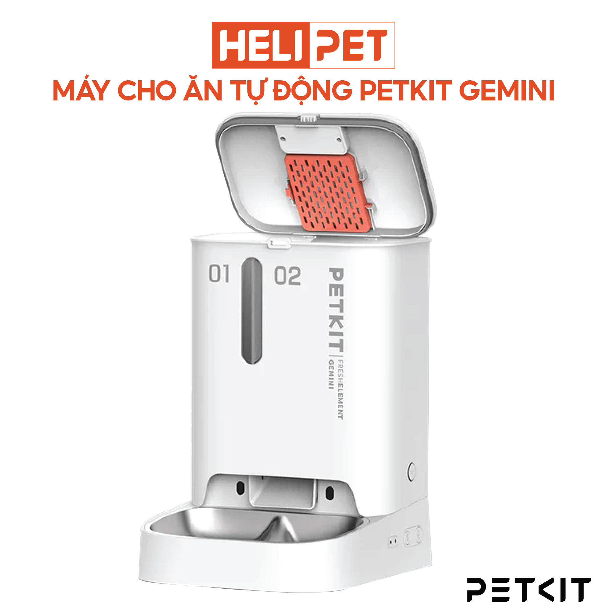 Máy Cho Mèo Ăn Tự Động, Máy Nhả Hạt Hai Ngăn, Máy Cho Chó Ăn Petkit Gemini