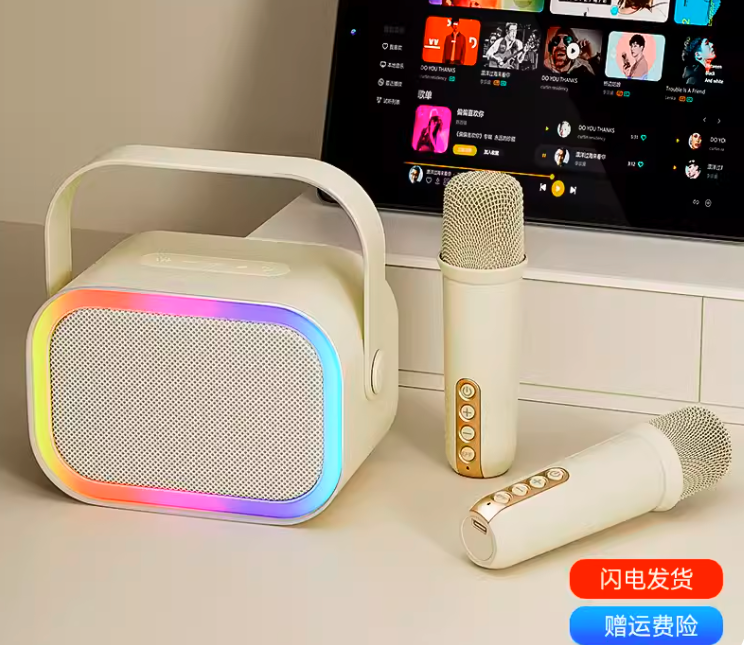 BỘ LOA MINI PL NHỎ GỌN THIẾT KẾ MÀU KEM CÙNG VỚI ÂM THANH TO RÕ SỬ DỤNG KARAOKE SIÊU HAY-JL