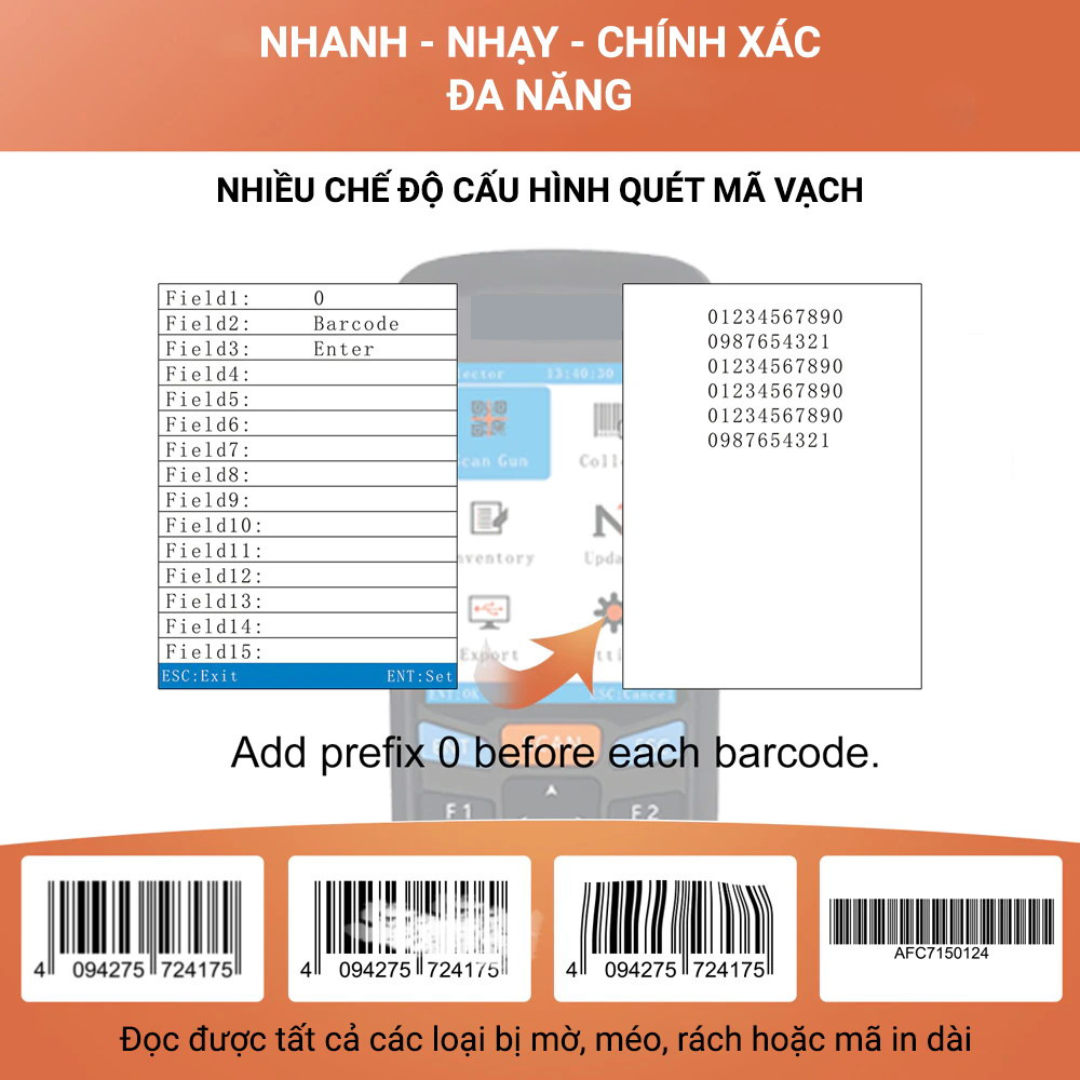 Máy quét mã vạch PDA – Máy kiểm kho PDA – Máy PDA M100 ( Hàng chính hãng)