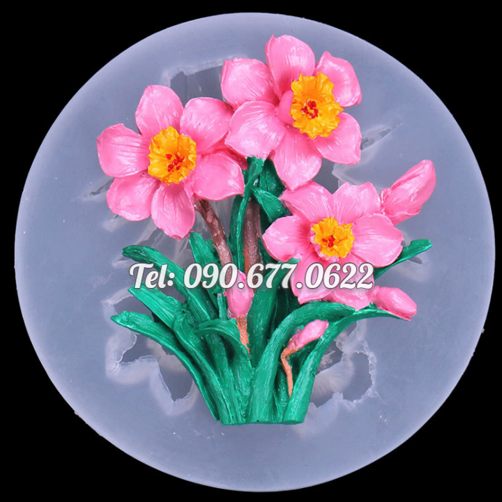 Khuôn silicone làm rau câu cành hoa thủy tiên loại 10 cm - Mã số 1484