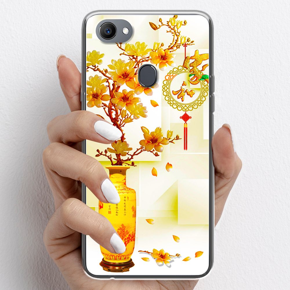 Ốp lưng cho Oppo F7, Oppo F7 Youth nhựa TPU mẫu Chậu sứ vàng