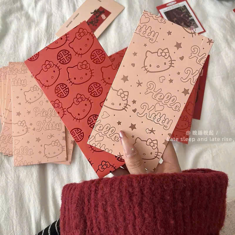 Set 30 Bao Lì Xì Hello Kitty Sanrio Màu Đỏ – Phong Bì Năm Mới Hình Mèo KT, Lì Xì Trẻ Em, Tiền May Mắn Lễ Tết - HÀNG CHÍNH HÃNG MINIIN