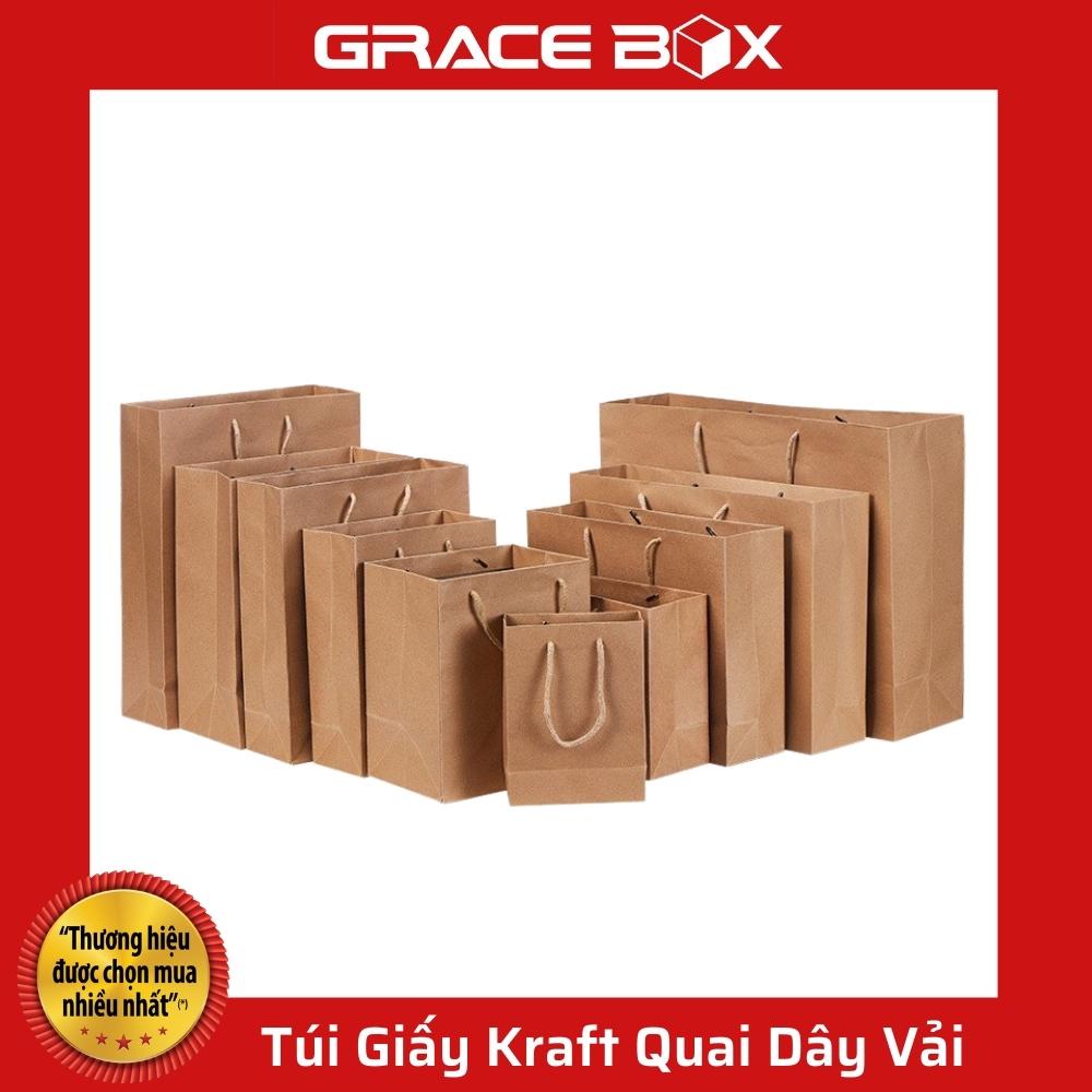 {Giá Sỉ} Túi Giấy Kraft - Quai Dây Vải Chắc Chắc - Nhiều Size - Siêu Thị Bao Bì Grace Box