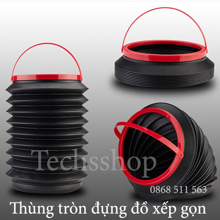 Thùng xếp gọn đa năng có tay xách - xô xếp gọn 4 lít - Thùng rác xếp gọn xe ô tô - Xô gấp gọn tiện lợi