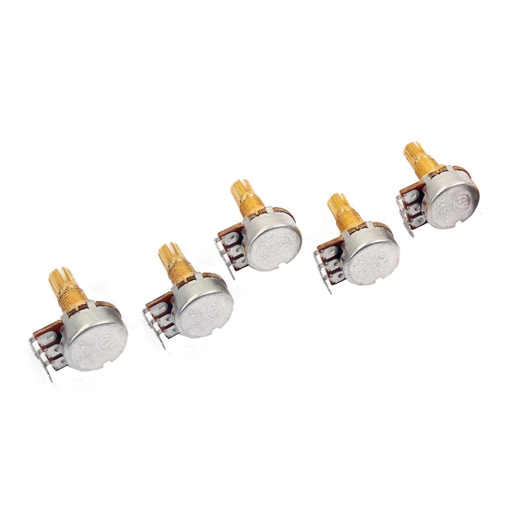 2X 5Pcs Golden Base A500K-ohm Pots for Guitar Bass Volume Control Potentiometer