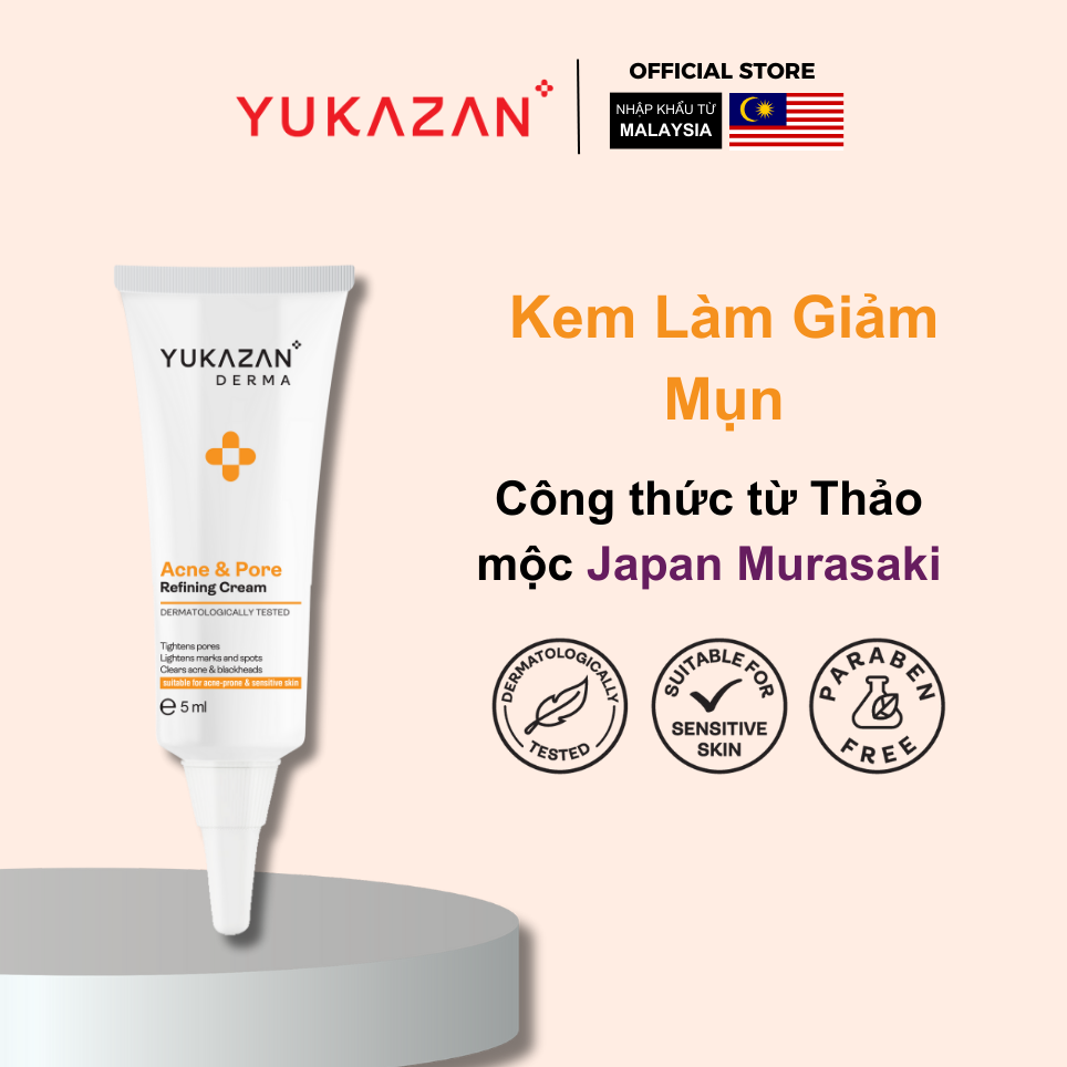 Kem Giảm Mụn, Giảm Viêm Yukazan Refining Cream 5ml - Công Thức Thảo Mộc Japan Murasaki