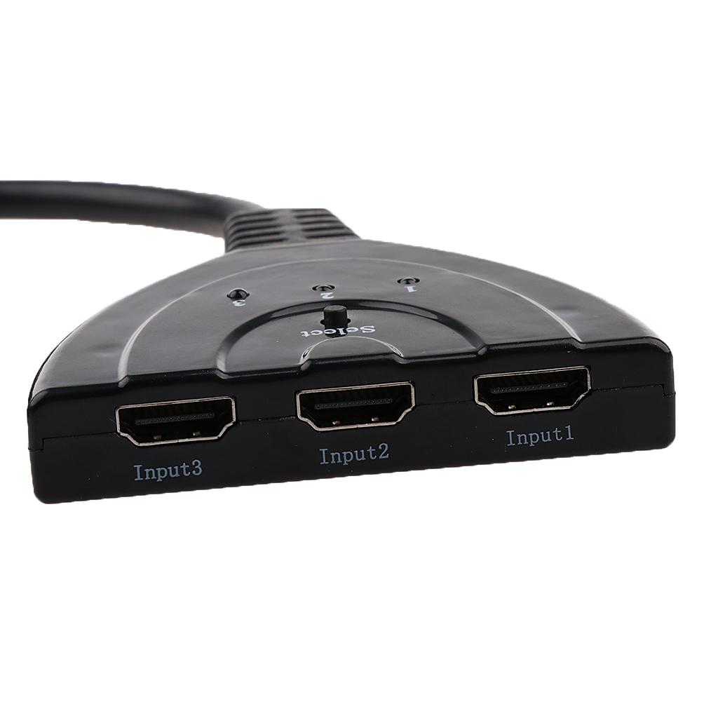 3 Port HDMI 1080P 3D Switcher Splitter Hub Box Pigtail Cable for HDTV