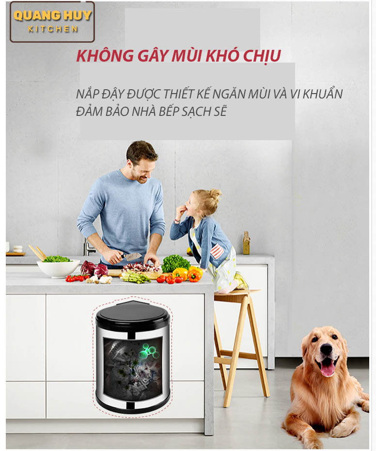 Thùng rác tròn gắn cánh tủ bếp