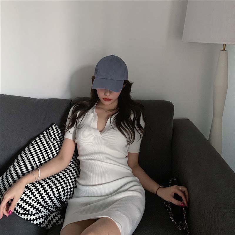 Váy len tăm cộc tay cổ V