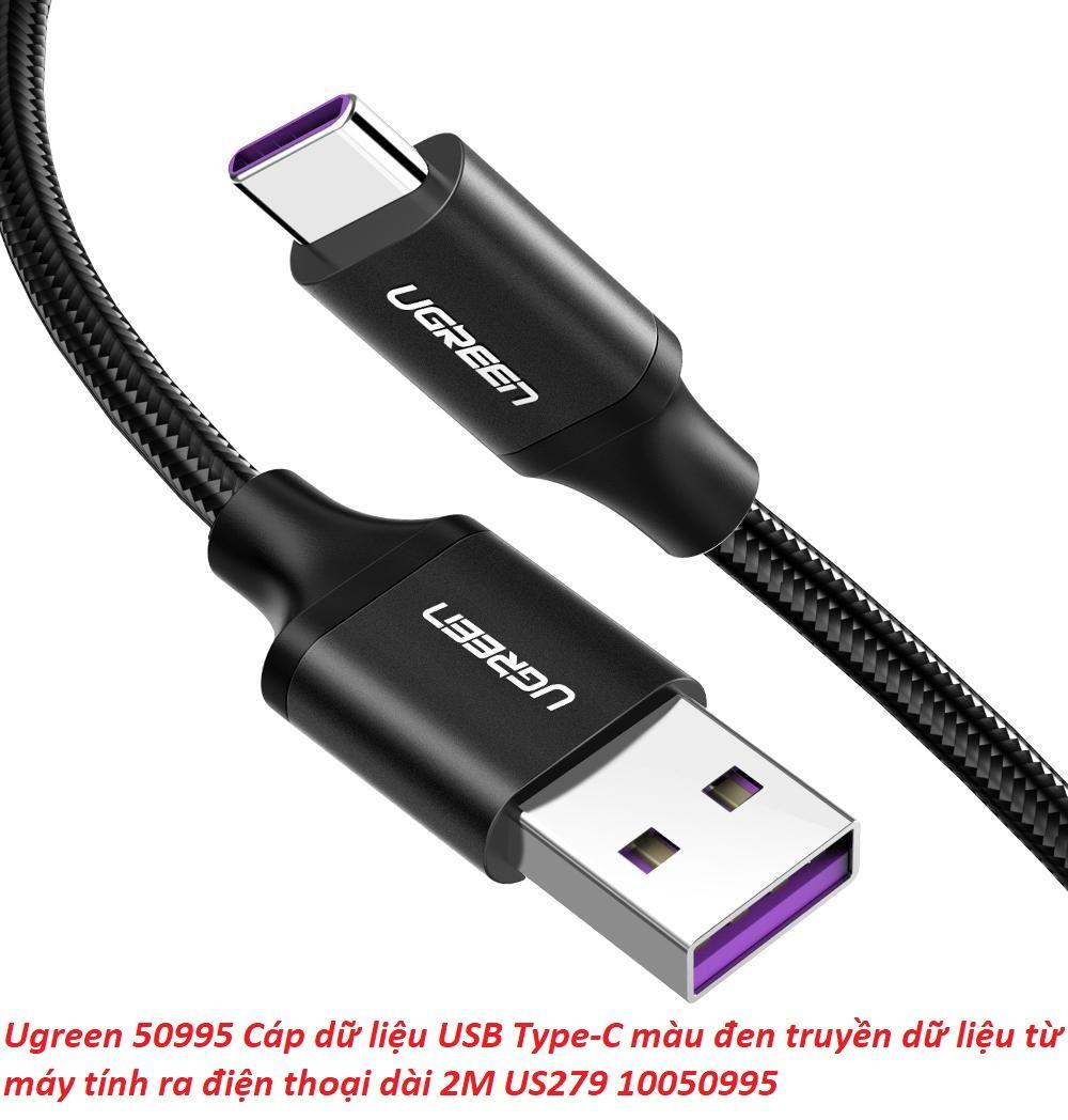 Ugreen UG50995US279TK 2M 40W Cáp sạc và dữ liệu USB Type C màu đen truyền từ máy tính ra điện thoại - HÀNG CHÍNH HÃNG