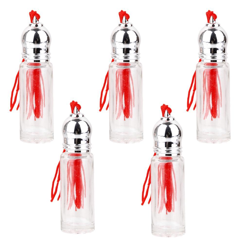 5pcs 5ml Tassel Glass Empty Bottles Essential Oil Perfume Vials