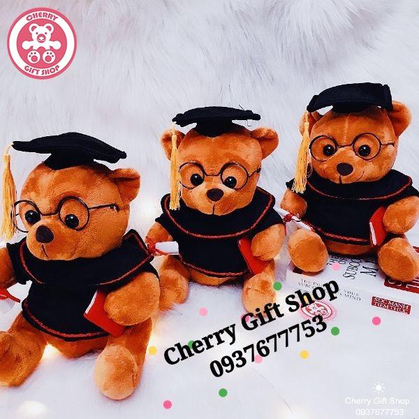 Gấu Bông Tốt Nghiệp Lông Mịn 25cm