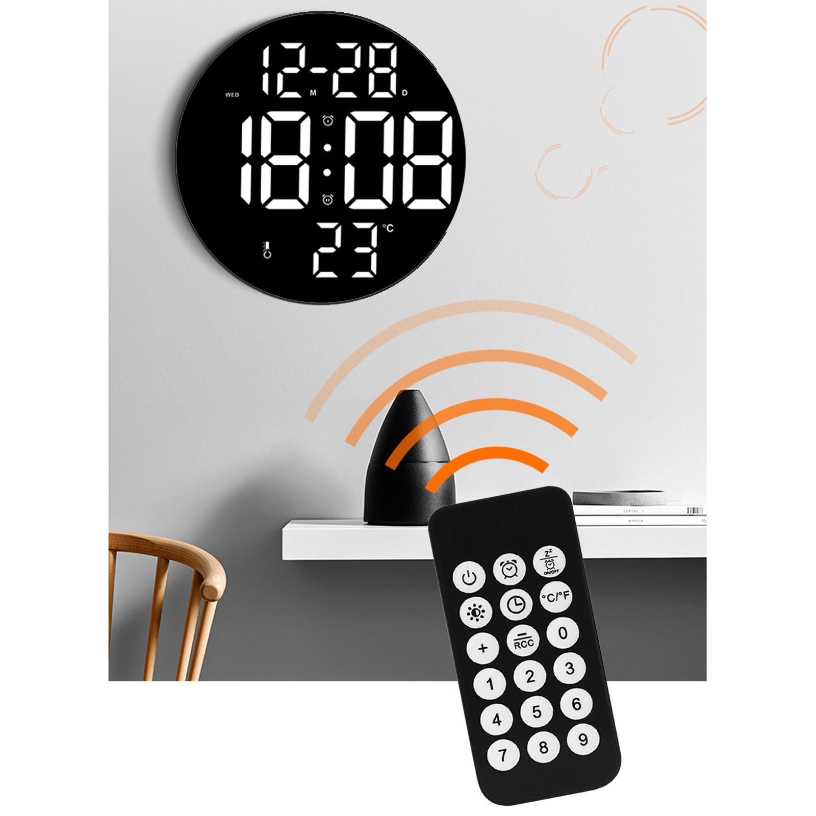 Digital Clock, 9" LED Digital Clock Large Display, with Remote Control, Adjustable Brightness, Calendar, Temperature, for Office, Bedroom