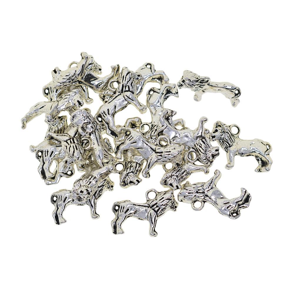 20 Piece Silver Mini Alloy Lion Shaped Charms Pendants DIY Jewelry Making Findings Accessories