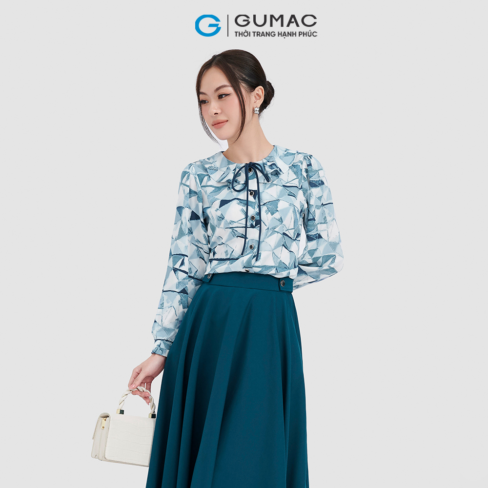 Áo sơ mi nữ GUMAC AC10074 tay dài cổ kiểu xếp bèo