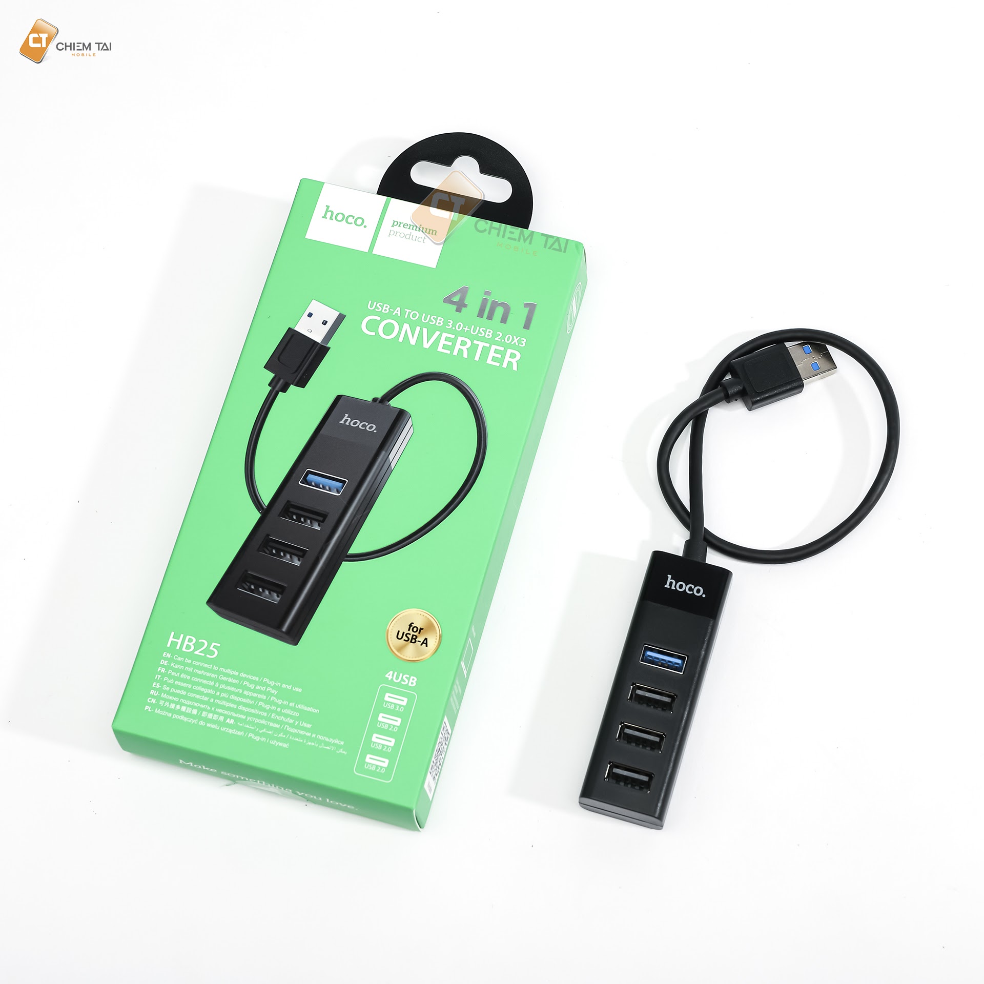 HUB USB 4 cổng Hoco truyền dữ liệu ổn định mở rộng cổng kết nối cho PC/Laptop HB25 - Hàng nhập khẩu