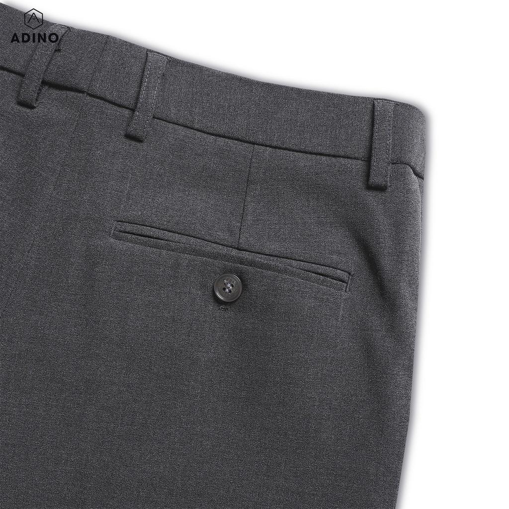 Quần tây nam màu ghi đậm ADINO vải rayon polyester dày không bai không xù co giãn dáng công sở ống đứng hơi côn QA131