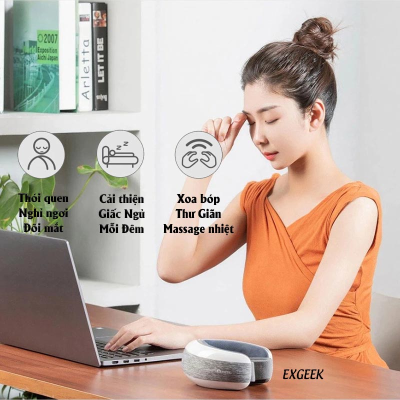 Máy massage mắt XGEEK E6, 4 trong 1, thư giãn thái dương kết hợp nhiệt và rung xoa bóp tần số cao, hàng chính hãng